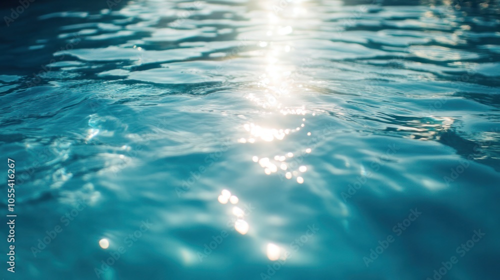 A serene view of crystal-clear swimming pool water, with small ripples forming as light dances across the surface, A serene view of crystal-clear swimming pool water, with small ripples forming as light dances across the surface,