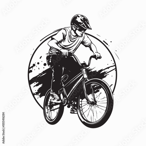 Bmx Bike Vectors and Illustrations. BMX cyclist male vector silhouette.