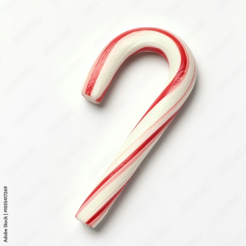 Classic Red and White Candy Cane Isolated on White Background