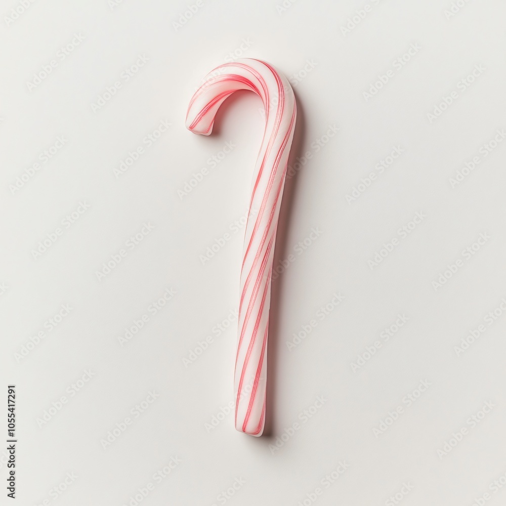 Classic Red and White Candy Cane Isolated on White Background Classic Red and White Candy Cane Isolated on White Background