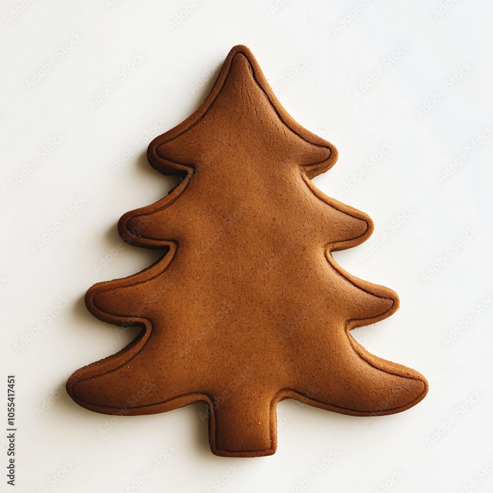 Freshly Baked Christmas Tree Gingerbread Cookie on White Background