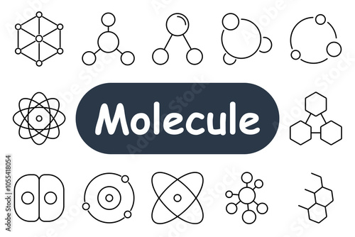 Molecule set icon. Atoms, molecular structures, chemical bonds, and atomic models. Best for science, chemistry, and molecular research