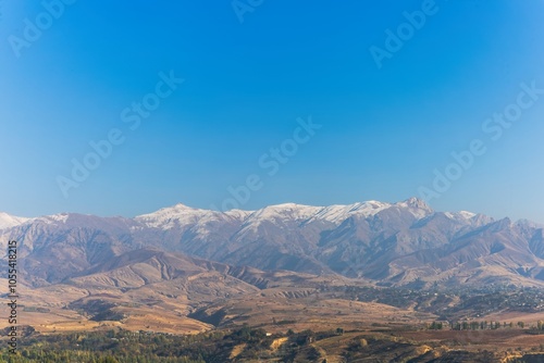 Background beautiful landscape with distant mountains