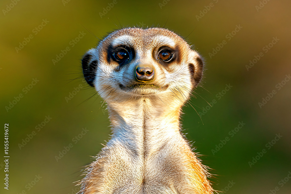 Fototapeta premium an alert meerkat sentinel bathed in warm evening light
