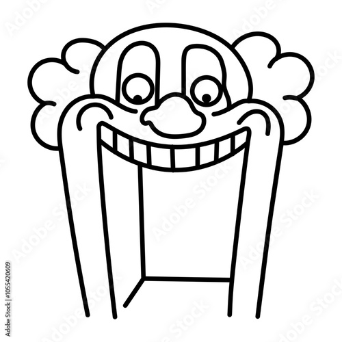 A doodle icon of clown mouth circus entrance 

