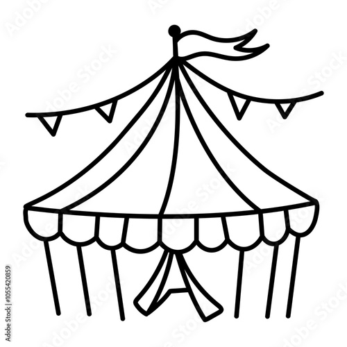 A hand drawn icon of circus tent 

