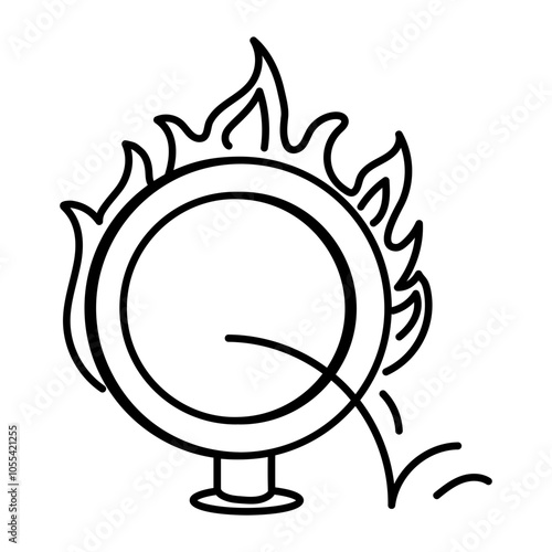 A doodle style icon of circus fire ring 

