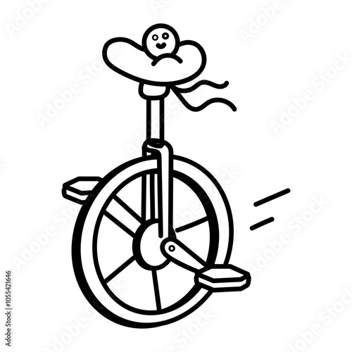 Monocycle icon in doodle style 

