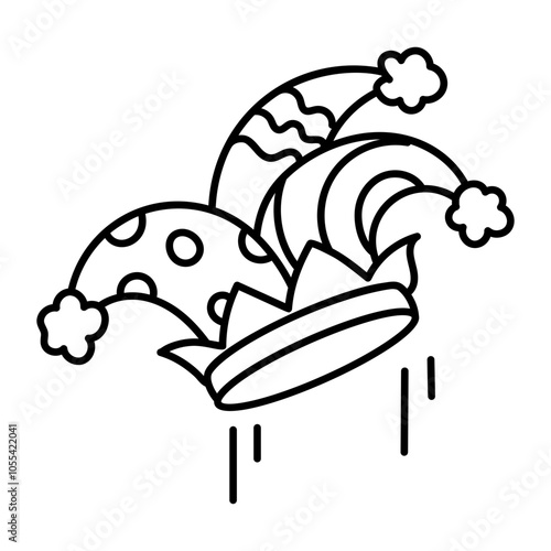 A hand drawn icon of clown cap 