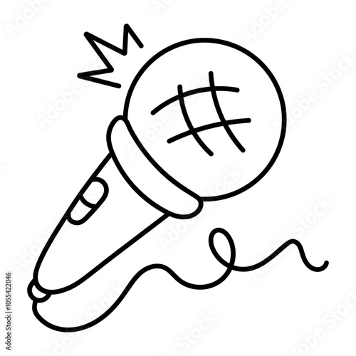 Singing mic icon in doodle style

