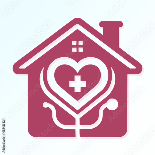 Traditional yet modern logo for a family doctor, combining a heart and house symbol