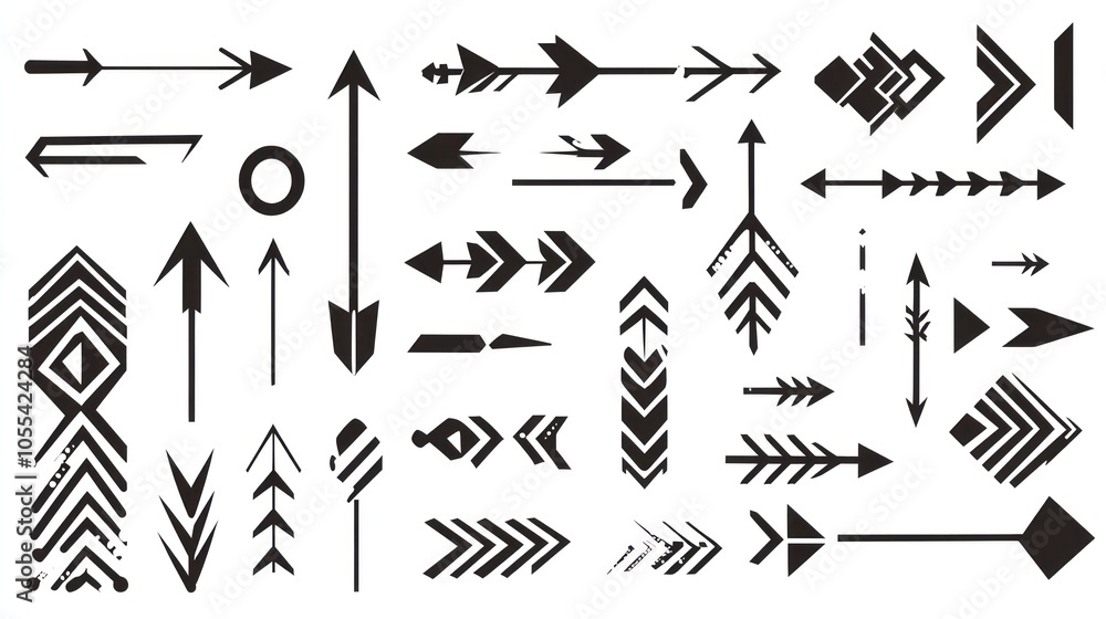 A dynamic collection of black vector arrows on a transparent background A dynamic collection of black vector arrows on a transparent background