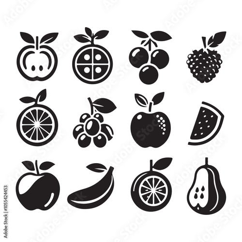 Wallpaper Mural Fresh Fruit Still Life Vector, Lemon Silhouette Set, Delicious Fruits Clip Art Illustration Torontodigital.ca