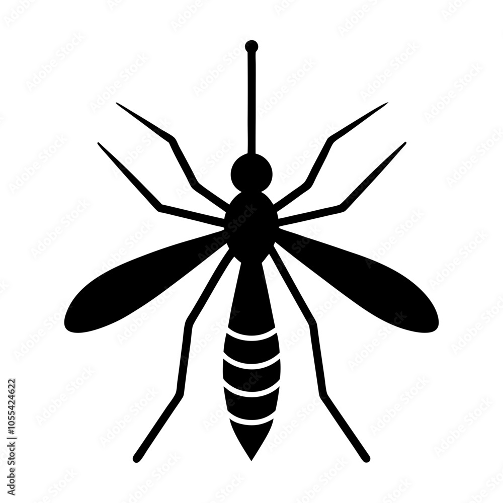 Vector image of a mosquito silhouette on a white background Vector image of a mosquito silhouette on a white background