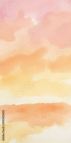 Abstract watercolor painting of a vibrant sunset sky in shades of orange and purple, vibrant, background, purple