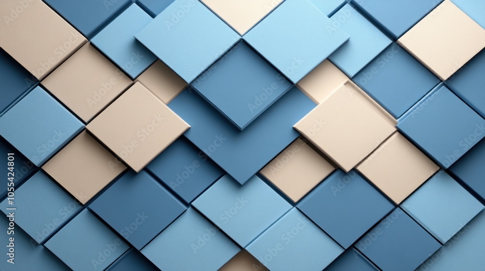 Abstract Geometric Pattern of Blue and Beige Squares Abstract Geometric Pattern of Blue and Beige Squares