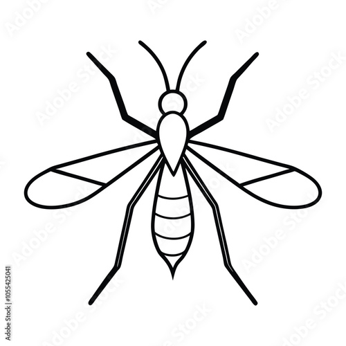 Mosquito Illustration - Line Art Style