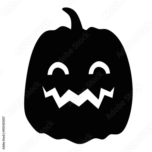 Spooky black jack-o'-lantern vector icon perfect for Halloween designs.