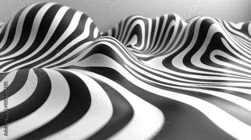 Abstract Black and White Wavy Stripes