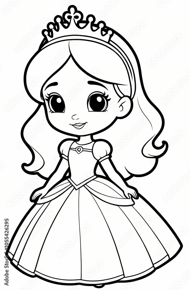 Cartoon Princess Silhouette - Coloring Page Cartoon Princess Silhouette - Coloring Page