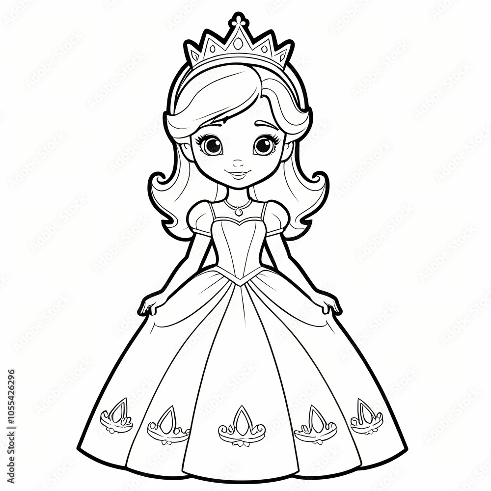 Cartoon Princess Silhouette - Coloring Page Cartoon Princess Silhouette - Coloring Page