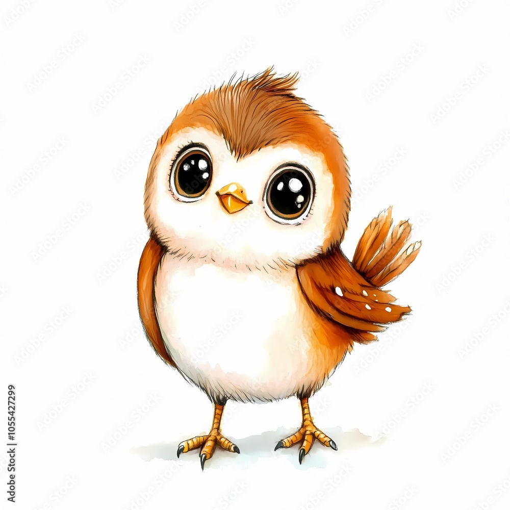 Baby bird watercolor illustration, children's book, isolated Baby bird watercolor illustration, children's book, isolated