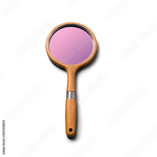 Elegant Pink Hand Mirror on Transparent Background for Fashion and Beauty Use in Social Media and Marketing photo