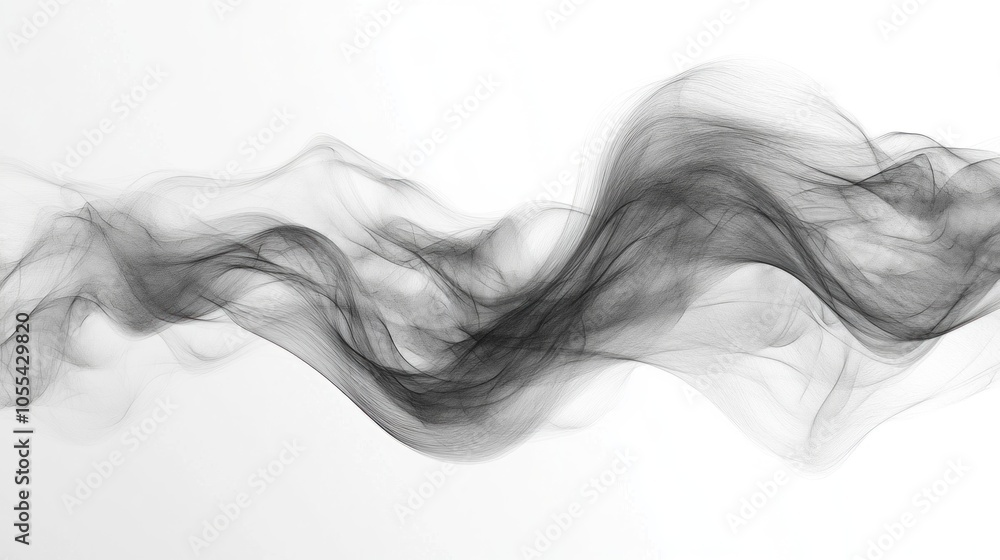 Abstract Black and White Smoke-Like Swirls on a White Background Abstract Black and White Smoke-Like Swirls on a White Background