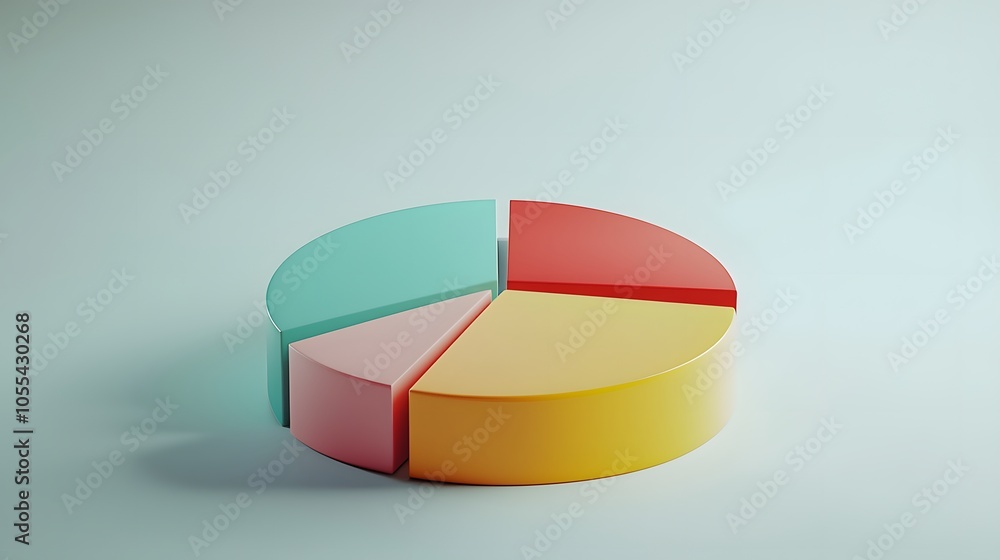 Fototapeta premium Colorful Pie Chart on White Background. Illustration background for presentation 