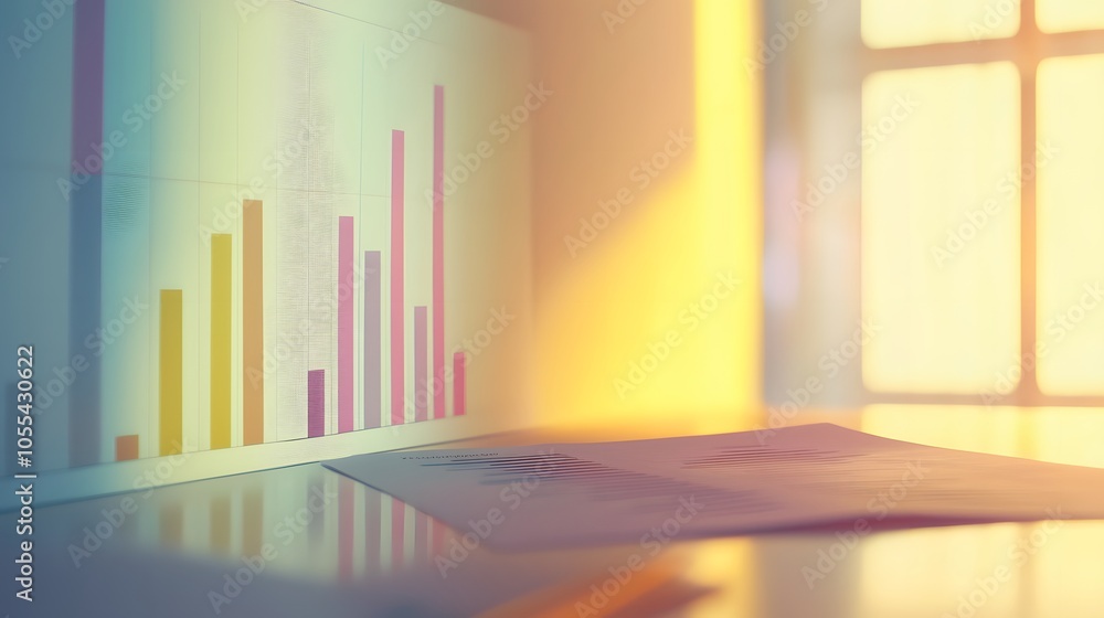Fototapeta premium Business Growth Graph And Documents. Illustration background for presentation 