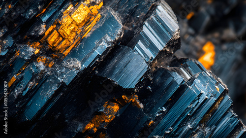 An Intricate Macro Photography Capture of a Unique Vivianite Mineral Sample Showcasing Stunning Details. photo