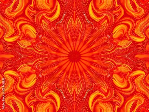 An abstract pattern of radiating heat waves in varying shades of orange and red, art, wallpaper