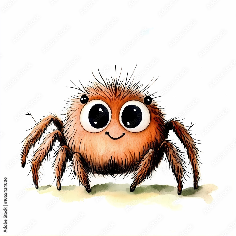 Baby spider watercolor illustration, children's book, isolated Baby spider watercolor illustration, children's book, isolated
