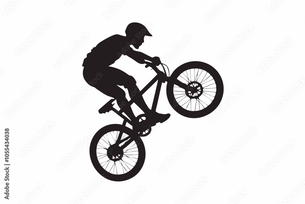 Mountain Biker Trick Silhouette Vector Mountain Biker Trick Silhouette Vector