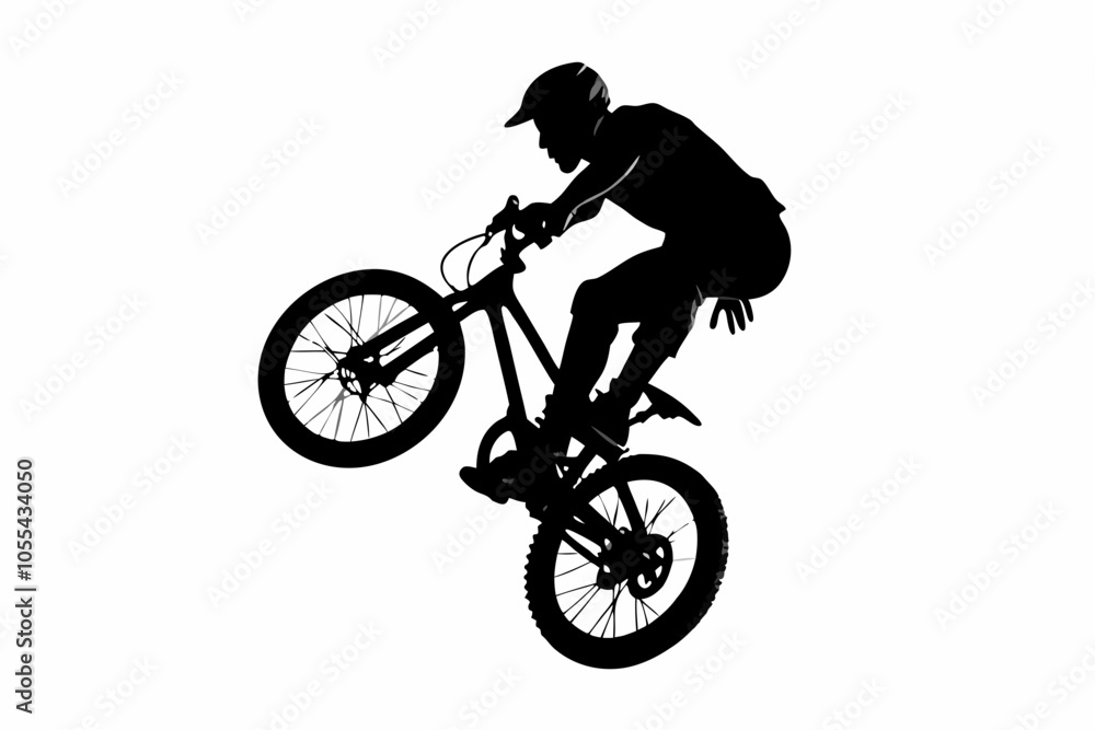Obraz premium Mountain Biker Trick Silhouette Vector