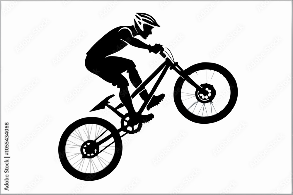 Mountain Biker Trick Silhouette Vector Mountain Biker Trick Silhouette Vector