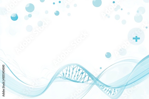 An abstract background for medical posters, featuring DNA and bubbles in light blue tones.