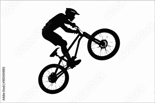 Mountain Biker Trick Silhouette Vector