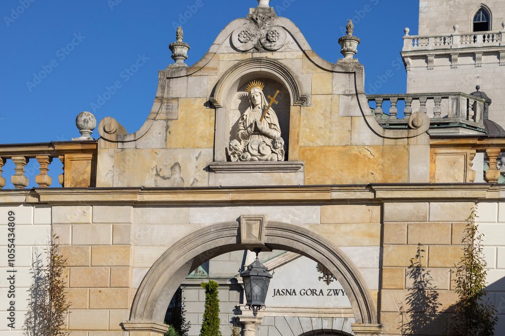 Gate of Our Lady of Sorrows, 14th century baroque Jasna Gora Monastery, Czestochowa, Poland