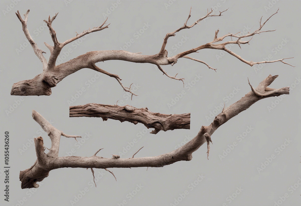 Set of various dead dry tree branch isolated on transparent background Set of various dead dry tree branch isolated on transparent background