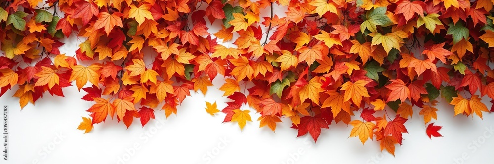 Autumn leaves scattered on a crisp white background, nature, serene, autumn Autumn leaves scattered on a crisp white background, nature, serene, autumn