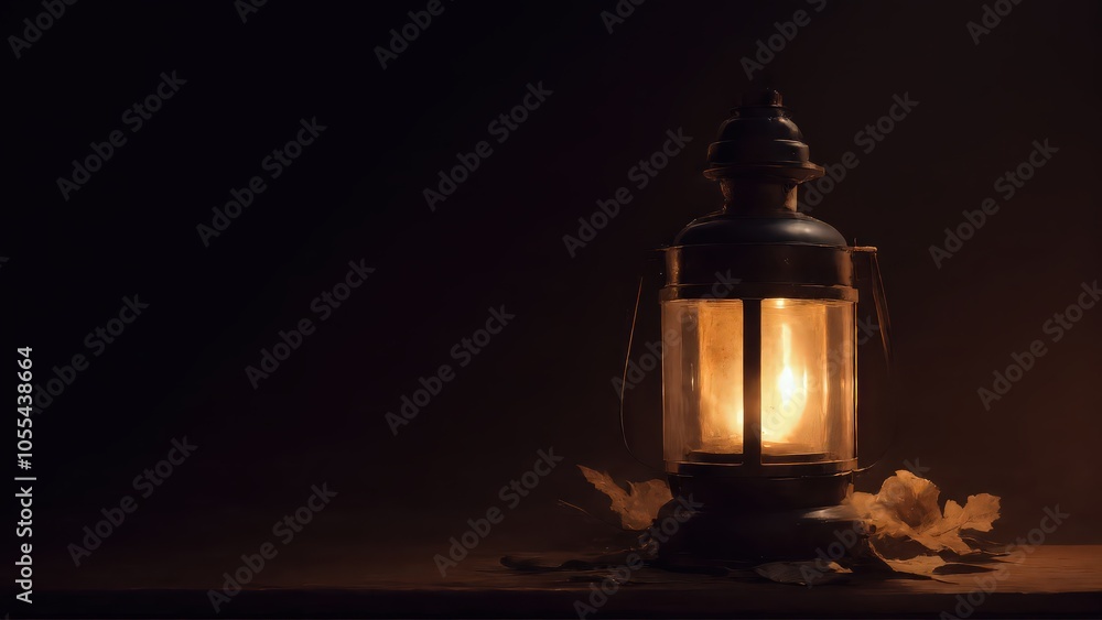 Generative AI, Autumn Lantern in Enchanted Forest Generative AI, Autumn Lantern in Enchanted Forest