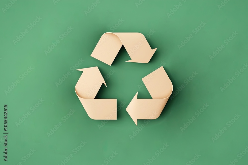 Paper recycling symbol on green background Paper recycling symbol on green background