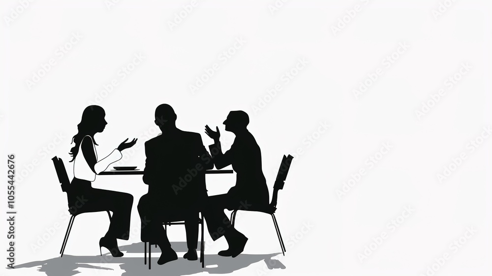 Business meeting with a simple white background showcases professionalism and focus. A clean and elegant setting for important discussions and decision-making Business meeting with a simple white background showcases professionalism and focus. A clean and elegant setting for important discussions and decision-making