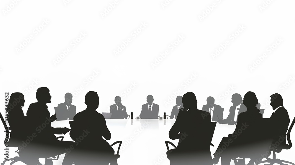 Business meeting with a simple white background showcases professionalism and focus. A clean and elegant setting for important discussions and decision-making Business meeting with a simple white background showcases professionalism and focus. A clean and elegant setting for important discussions and decision-making