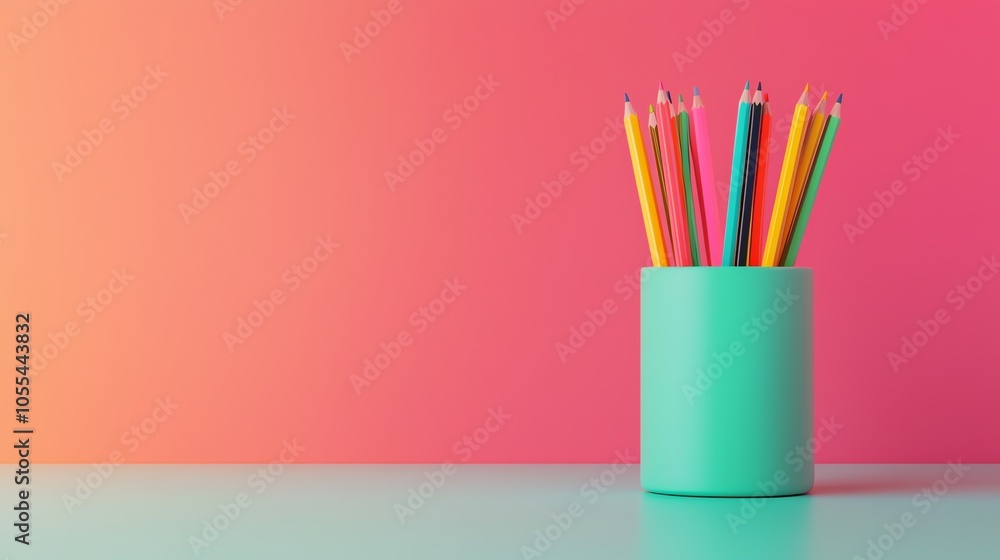 Detailed 3D render of a pencil case with bright pens and erasers spilling out, soft lighting, closeup Detailed 3D render of a pencil case with bright pens and erasers spilling out, soft lighting, closeup