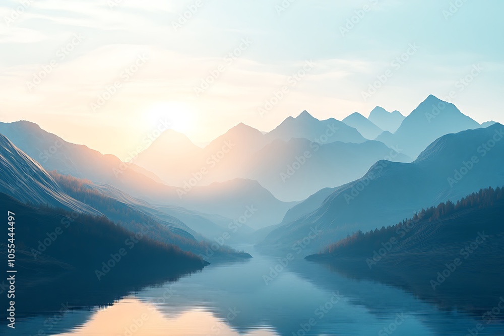 Tranquil Mountain Lake at Sunrise Tranquil Mountain Lake at Sunrise