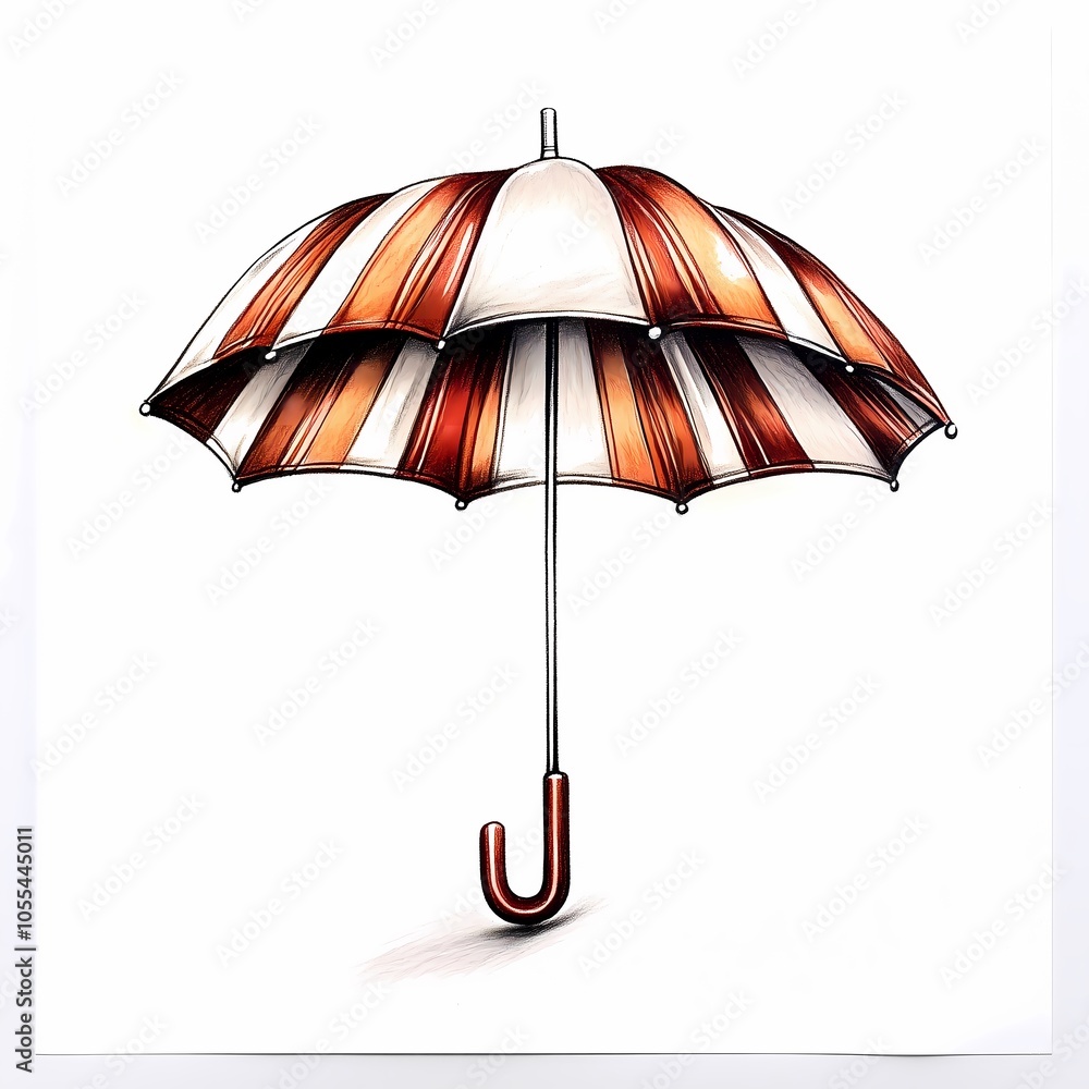 A umbrella hand drawn with colored pencils, style watercolor, isolated, clipart A umbrella hand drawn with colored pencils, style watercolor, isolated, clipart