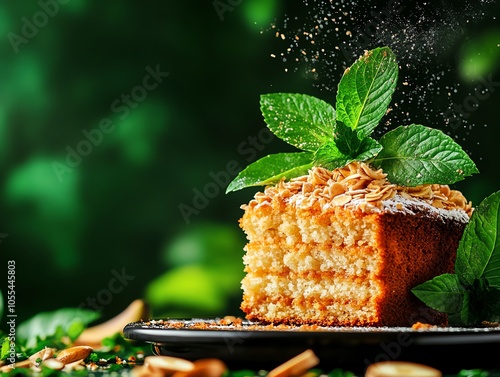 Golden banana bread slice in rice cooker, rustic homebaked dessert, moist and fluffy texture, closeup, cozy home kitchen ambiance photo