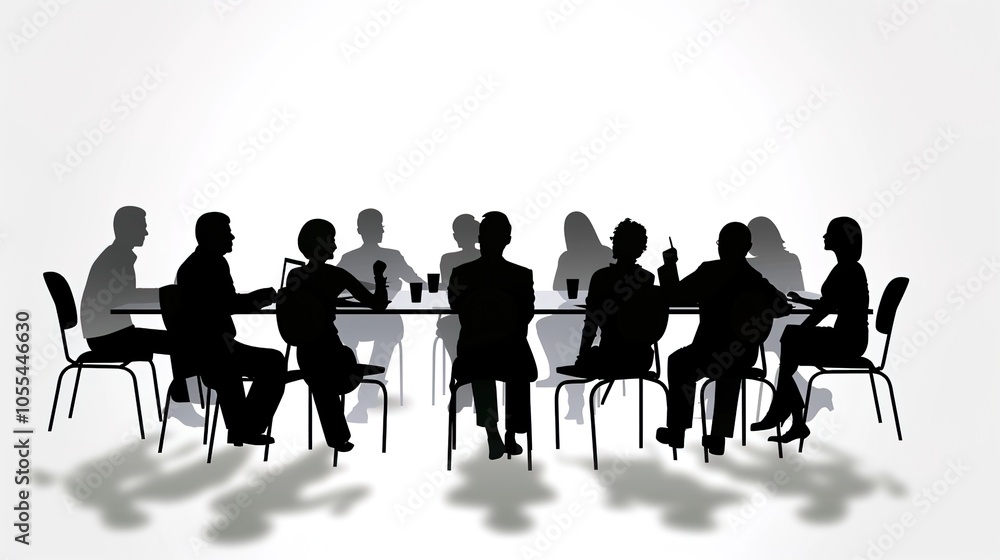 Business meeting with a simple white background showcases professionalism and focus. A clean and elegant setting for important discussions and decision-making Business meeting with a simple white background showcases professionalism and focus. A clean and elegant setting for important discussions and decision-making